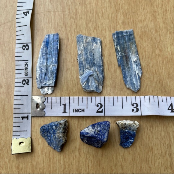 Kyanite 3 Pieces Lapis Lazuli 3 Pieces, Set Of 6 Crystals - Picture 3 of 9